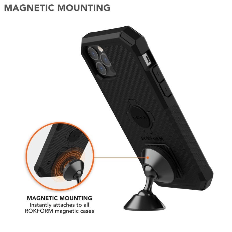 ROKFORM - Adjustable Magnetic Car Mount, 360 Degree Swivel with 3M VHB Tape, Cell Phone Holder, Aluminum Dashboard Phone Mount Stand for Truck Car & Van (Black) - Image 2